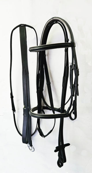 Royal Heritage Black w/ grey padding snaffle bridle w/ matching running - CLEARANCE